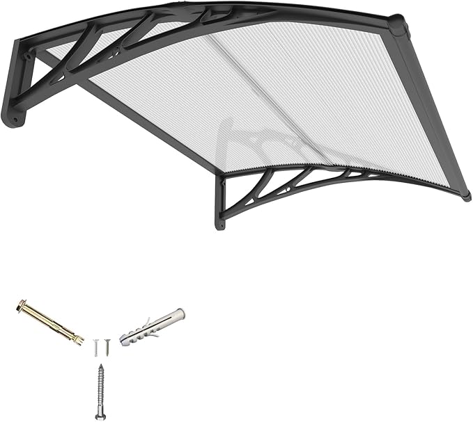 Awning for Outside, 40x40 UV-Resistant Rain and Snow-Proof House Overhang Canopy, Polycarbonate Door Awnings Exterior for Outdoor Patio, Porch, Deck, Window