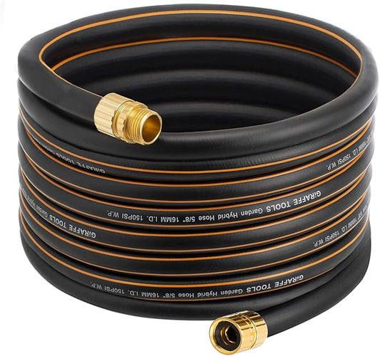 Giraffe Hybrid Garden Hose 5/8 x 50ft, Custom Length, NO Kink, Flexible, Leakproof Hose with Male to Female Fittings, 600 Burst PSI
