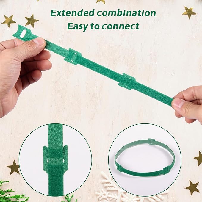 120 Pcs Christmas Garland Ties Reusable Green Nylon Garden Plant Cable Straps Adjustable Banister Ties for Christmas Tree Wreath Garland Wrapping Door Stairway Railings Decoration(120, 12 Inch)