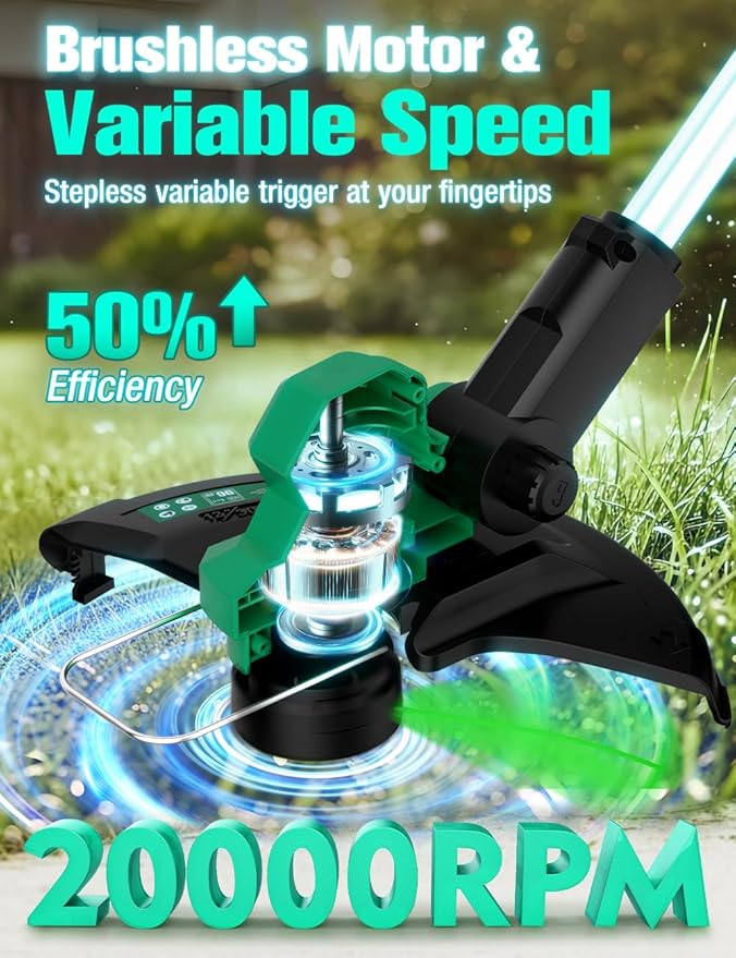 KIMO Weed Wacker and Blower Combo with 2 x 2.0Ah Battery & Charger, 12 Inch Electric Weed Eater w/6pcs Line Spools, 4-in-1 Leaf Blower Cordless w/Vacuum, 3 Nozzles & 20 Extended Tube for Yard, Garden