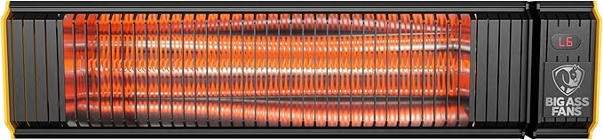Big Ass Fans Obsidian - Low-light Infrared Electric Heater, Black and Yellow, Indoor or Outdoor Spaces, Patios, Restaurants, Hardwired Wall Mount