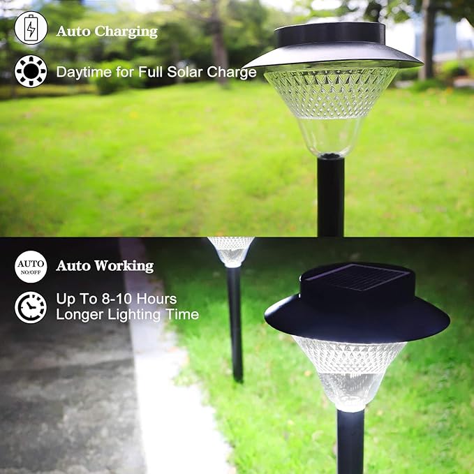 Solar Pathway Lights Outdoor, 2 Pack Upgraded Solar Outdoor Lights Super Bright Up to 12 Hrs, IP65 Waterproof Solar Garden Lights Outdoor Solar Lights for Yard Landscape Path Walkway