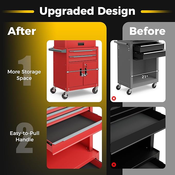 Goplus Tool Chest, 6 Drawers 3-in-1 Extra Large Tool Storage Cabinet with 4¡± Universal Lockable Wheels, Auto Lock, Protective Liner, Heavy Duty Rolling Tool Box for Garage, Workshop