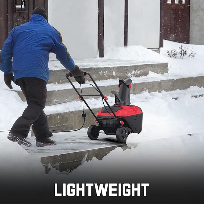 PowerSmart 21" Electric Snow Blower,15 Amp Motor, 2100 RPM, 30 ft Throwing Distance, LED Light for Enhanced Visibility, Corded Design