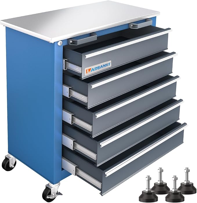 LARBANKE 5-Drawer Rolling Tool Chest,Locking Metal Tool Cabinet with Drawer Liners,Non-Slip Pearl Cotton Mat,360¡Æ Wheels for Easy Move,Can be Used in Combination with The Seven-Drawer Tool Cabinet