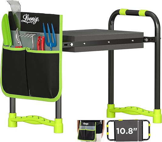 10.8¡± Wide Garden Kneeler and Seat, Heavy Duty Foldable Gardening Stool with Tool Belt Pouch, Portable Gardening Bench Chair for Seniors & Parents, Non-Slip & Easy Grip Design