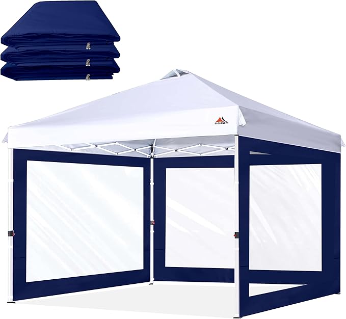 SCOCANOPY Clear Window Sidewall for 10x10 Canopy Frame, 3 Pack Sunwalls Only,(Navy Blue)