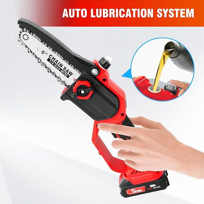 ALSO GO Mini Chainsaw Cordless, 8 inch & 6 inch Electric Chain Saw with 2x2.0Ah Batteries, Handheld Chain Saw Battery Powered, for Trees Trimming Wood Cutting, Gardening Gifts for Men Dad Husband
