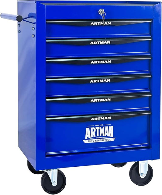 RYH 6 Drawers Rolling Tool Chest - 13 D x 20.9 W x 30.5 H Heavy Duty Mobile Tool Cart with Locking Wheels & Ball Bearing Drawers, Garage Tool Storage Cabinet (Blue, 6 Drawers)
