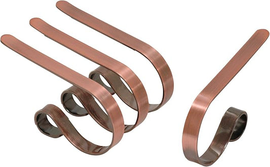 Haute Decor The Original MantleClip Stocking Holder - 4 Pack (Brushed Copper) - Hang Christmas Stockings Safely and Securely from Mantels Up to 3 Inches Thick