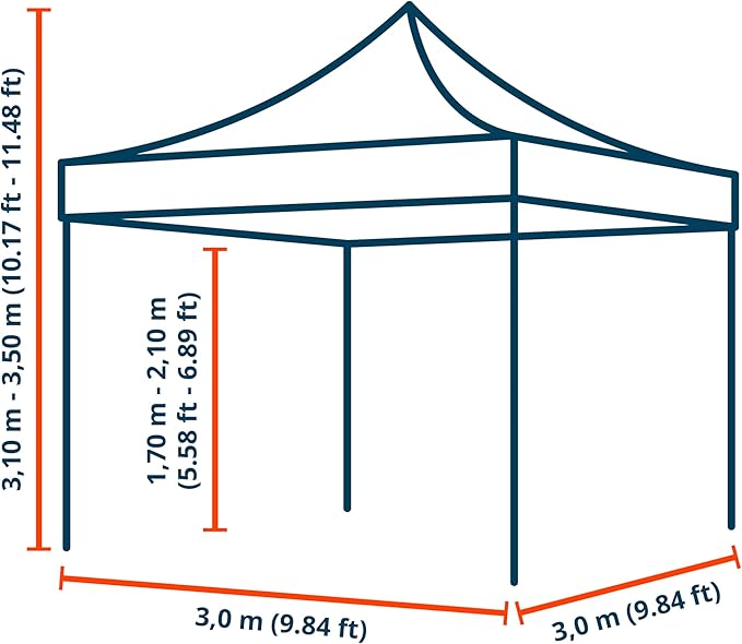 TOOLPORT 10x10 ft PES 800 Pop up canopy PROFESSIONAL Aluminium 1.6 in., Dark Gray