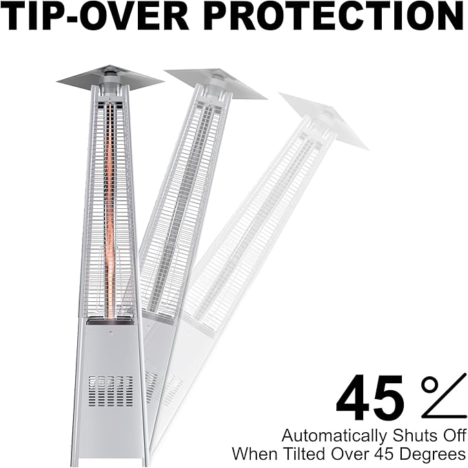 Kingdura 48,000 BTU Pyramid Patio Heater with Cover & Wheels, Outdoor Patio Heaters for Outdoor Use, Triple Safety Protection, 88 Quartz Glass Tube Propane Heater for Deck Backyard Commercial Balcony