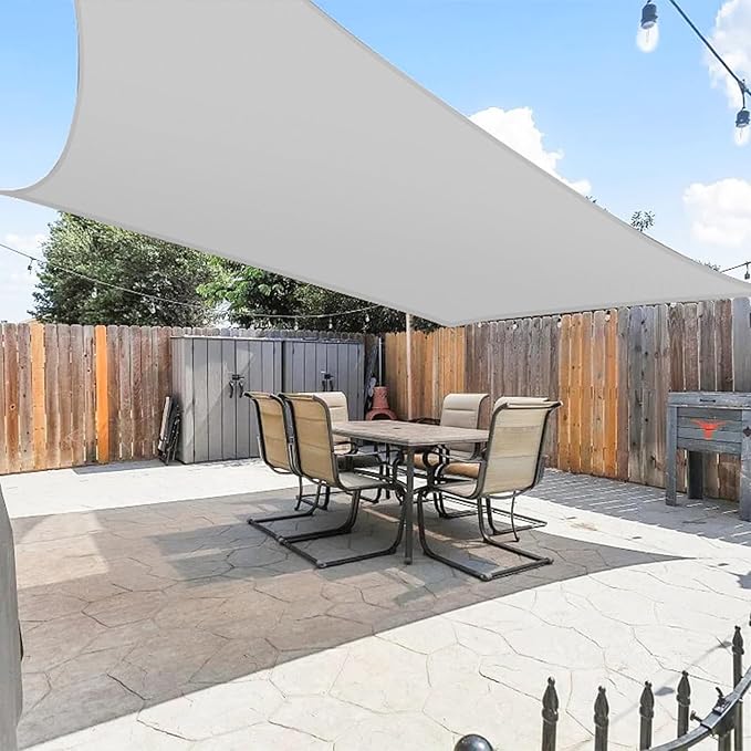 E&K Sunrise 6' x 23' Waterproof Sun Shade Sail Outdoor Rectangle Canopy Shade Cover UV Block for Pergola Patio Backyard Garden Deck (Light Gray)