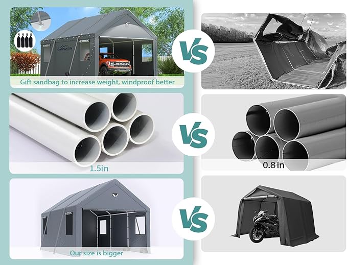 2 Car Carports 20X20 Heavy Duty,Carport Canopy,Car Port with 180G Removable Side Walls,Portable Car Port Garage,Car Shelter All Weather,Gray