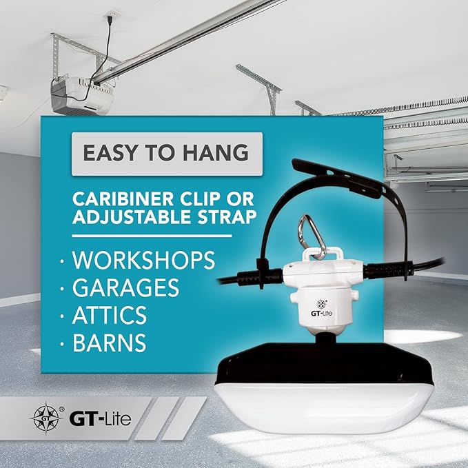 50FT LED Work Light 7500 Lumen 75W LED Damp Location Construction String Lights Linkable for Jobsite Lighting, Adjustable, ETL Listed (5 Light Heads) (7500 Lumen)