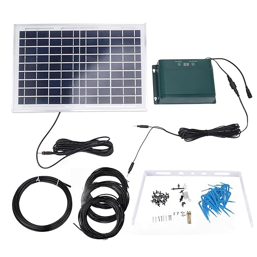 Solar Automatic Drip Irrigation Kit, 10W Solar Powered Watering System for Balcony Garden - Easy DIY Setup, Battery Protection, Precise Water Control