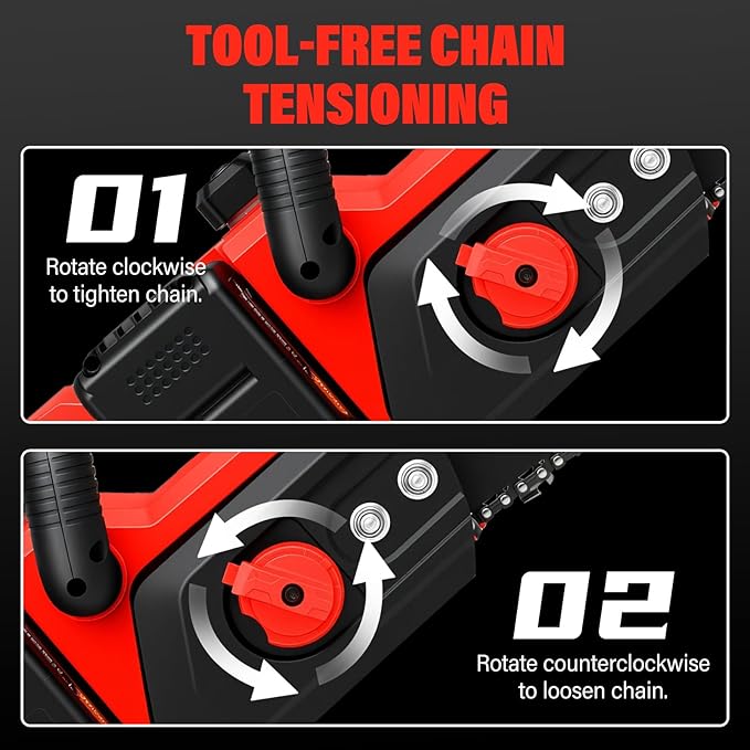 ALSO GO 16" Brushless Battery Chainsaw, 42V Coredless Chain saw with 2x3.0Ah Batteries, Electric Power Chainsaw includes 3 Chains and 2 Chargers for Wood/Tree Cutting and Pruning