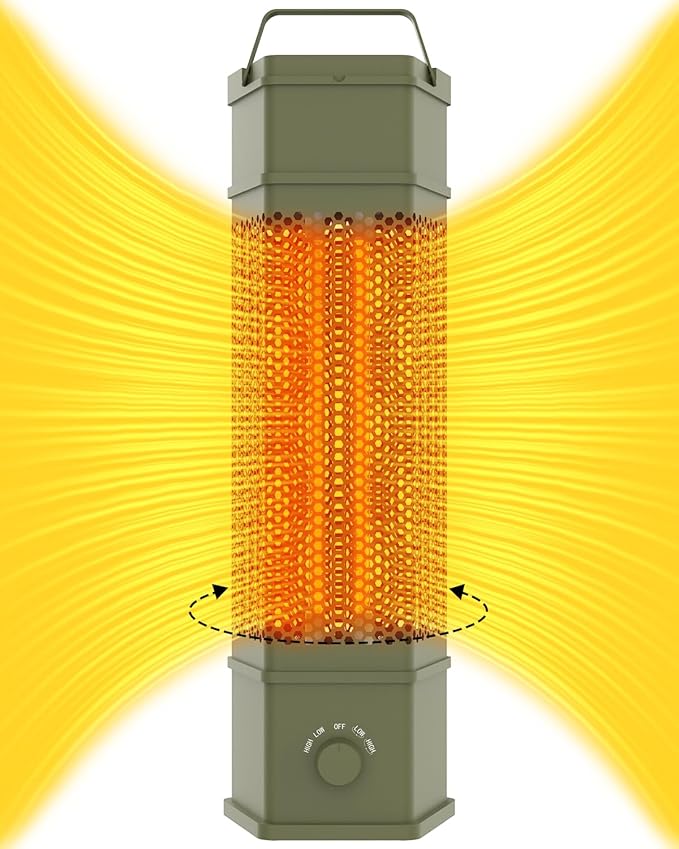 Electric Patio Heater Outdoor Indoor Use, 360¡ÆAll-round Heating, 1500W Infrared Tower Heater, Tip-Over & Overheat Protection Portable Space Heater for Large Room, Backyard, Home