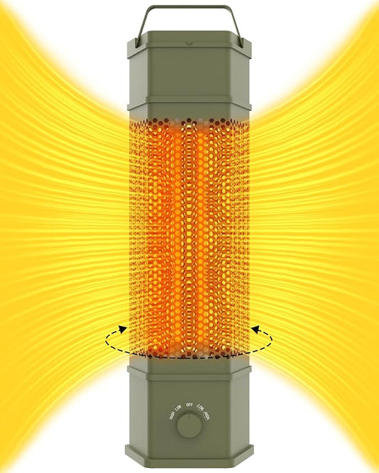 Electric Patio Heater Outdoor Indoor Use, 360¡ÆAll-round Heating, 1500W Infrared Tower Heater, Tip-Over & Overheat Protection Portable Space Heater for Large Room, Backyard, Home