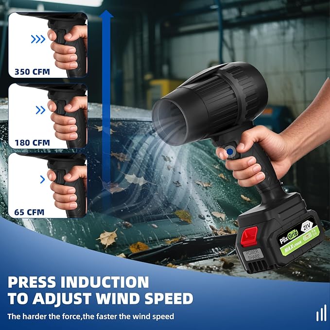 Leaf Blower Cordless - Lightweight Electric Handheld Blower with Battery and Charger, 3 Speed Mode, Blowers for Lawn Care, Patio Cleaning, Dust Cleaner (Black)