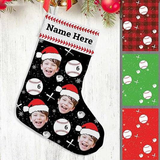 LOVELYPOD Christmas Stockings Personalized with Name, 19" Christmas Stocking Custom Christmas Baseball Stocking 2023, Xmas Stocking Holiday Christmas Decoration Gifts for Family Kids