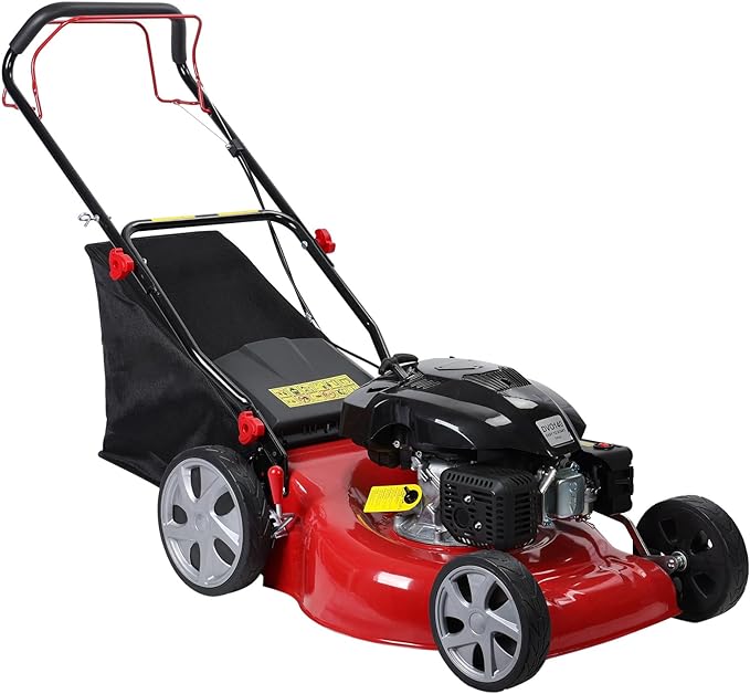 Lefitap Self Propelled Gas Lawn Mower, 141cc 4-Stroke Gas Engine Weed Eater with 20" Blade, Walk-Behind Cordless Push Lawn Mowers Tractors with 50L Grass Tank, 2850RPM Red