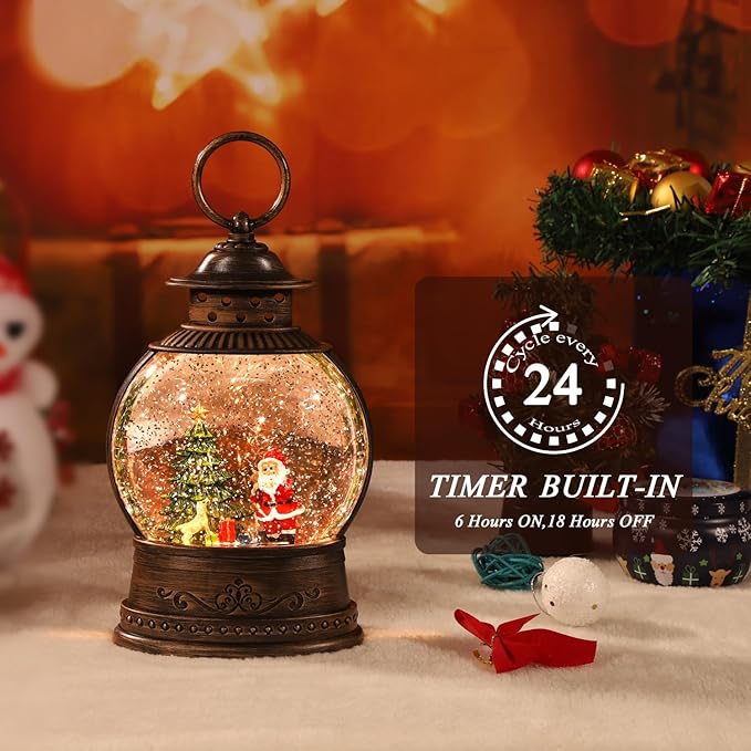 Christmas Snow Globe Lantern, Christmas Decorations Musical Snow Globe, USB & Battery Powered Singing Water Lantern, Rotating Flashing Lanterns, Christmas Home Decoration and Xmas Gifts