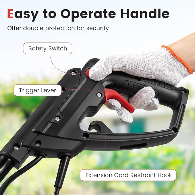 Goplus Corded Electric Tiller Cultivator, 10 Amp Powerful Foldable Garden Rototiller w/ 14 Inch Tilling Width & 9 Inch Working Depth, Safety Lock, Gardening Machine for Lawn Soil Digging