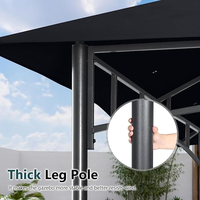 MASTERCANOPY Outdoor Garden Gazebo for Patios with Stable Steel Frame and Netting Walls (10x12,Black)