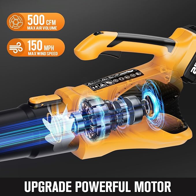 BUBRA Cordless Leaf Blower 21V Lightweight Powerful Electric Leaf Blower with 2 x 4.0Ah Batteries and Fast Charger, Variable-Speed, Battery Powered Blowers for Lawn Care, Yard Clearance