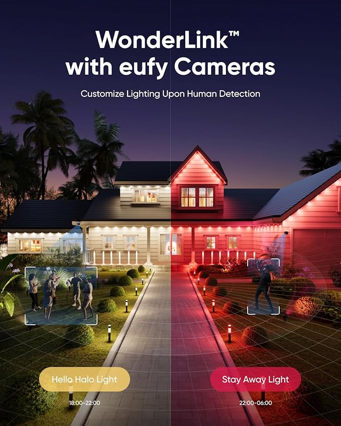 eufy Permanent Outdoor Lights E22, 50ft with 30 Triple-LED Lights, Smart RGBWW, Daily and Holiday, Up to IP67 Waterproof, AI Lighting Themes for Halloween, Christmas, Black