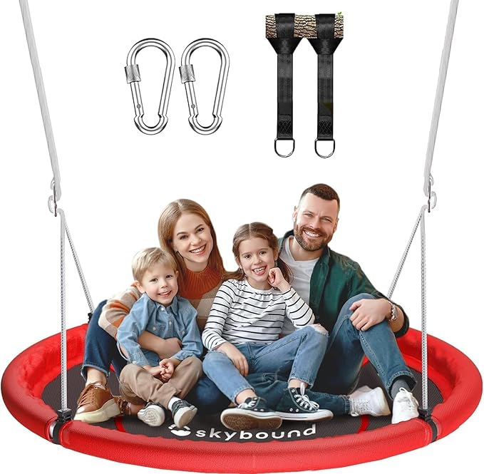 SkyBound Tree Swing Saucer Swing - 600LB Weight Capacity - Outdoor Swing with Hanging Straps - Waterproof Tree Swings for Kids