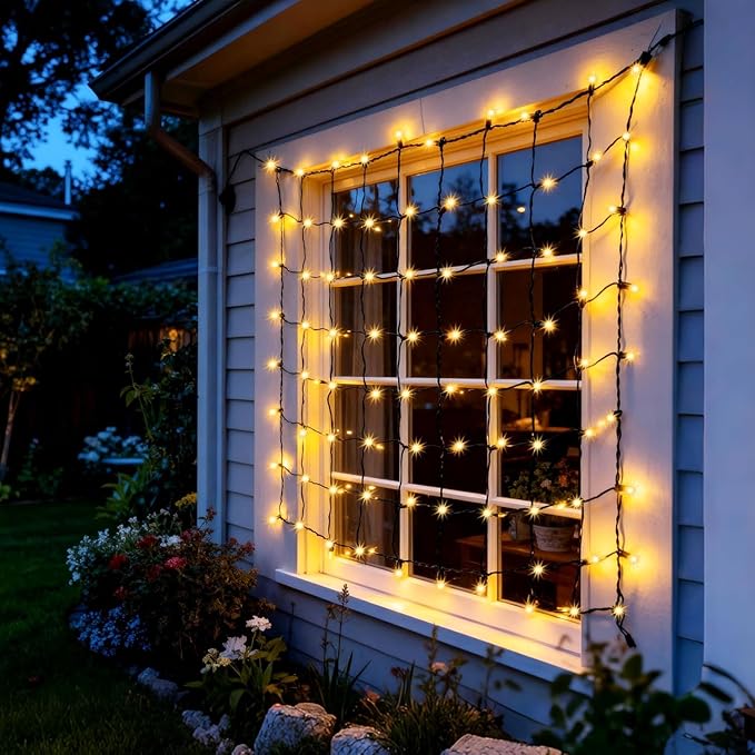 Joiedomi Christmas Net Lights,150 Warm White Net Lights for Indoor & Outdoor Decorations, Christmas Eve Night Decor, Christmas Tree, Bushes