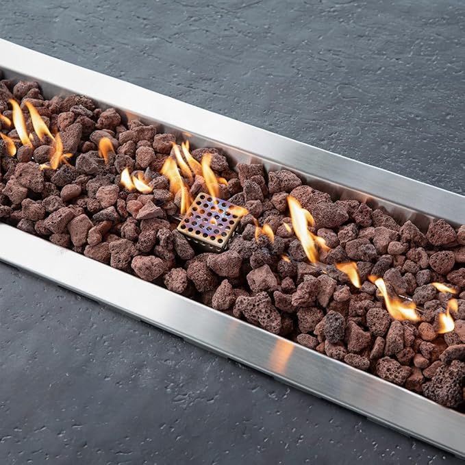 Hampton Fire Table Outdoor Fire Pit 56 x 32 Cast Concrete Firepit Includes Lava Rocks 45,000 BTUs Outdoor Fireplace for Patio Furniture Set, Deck, Porch, Outdoor Heater - Liquid Propane