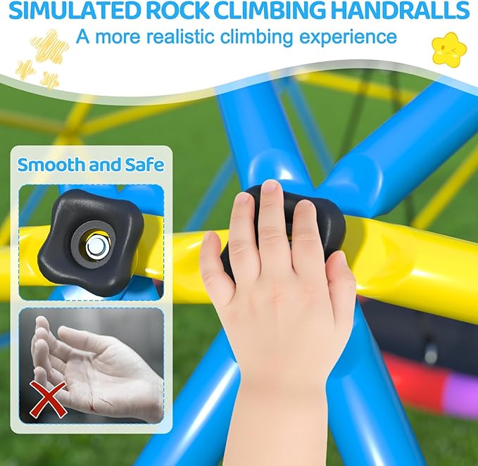 Climbing Dome,10 FT Dome Climber with Hammock and Swing Outdoor&Indoor Anti-Rust Metal Jungle Gym For Backyard Play Equipment Geometric Dome Toddler Climbing Toys Great Gift for Kids Aged 3 to 8
