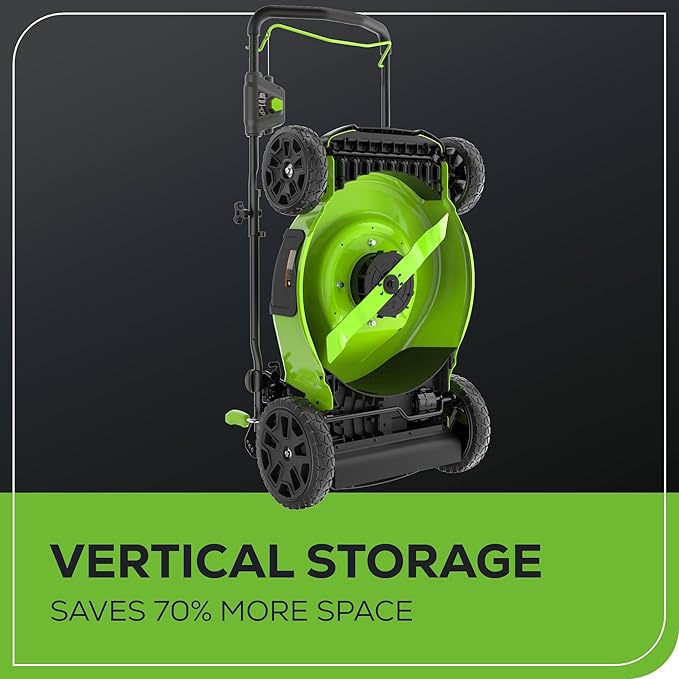Greenworks 80V 21¡± Brushless (Push) Cordless Electric Lawn Mower + (500 CFM) Axial Leaf Blower (75+ Compatible Tools), (2) 2.0Ah Batteries and 30 Minute Rapid Charger