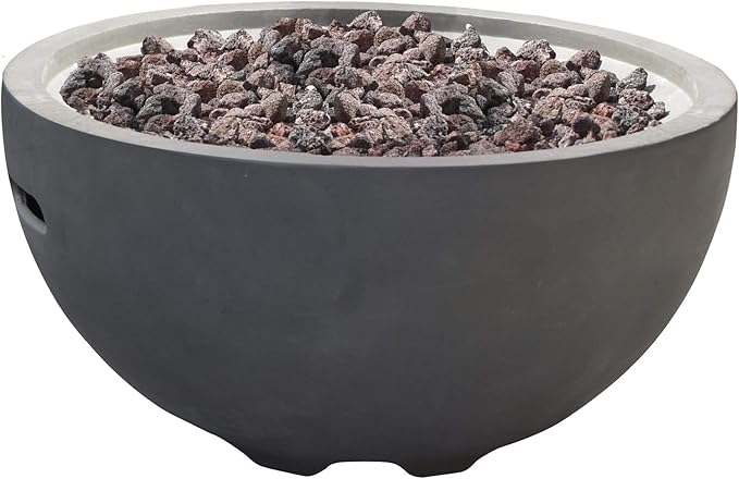 Nantucket Concrete Fire Pit 26 x 26 Outdoor Patio Firepit Includes Lava Rocks Modern Fire Pits & Outdoor Fireplaces for Garden, Deck, Indoor & Outdoor Heating
