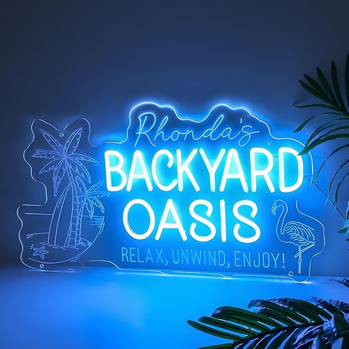 Personalized Backyard Oasis Outdoor Neon Sign - Custom Color Decor for Yard & Party, Dimmable USB - Powered LED Sign