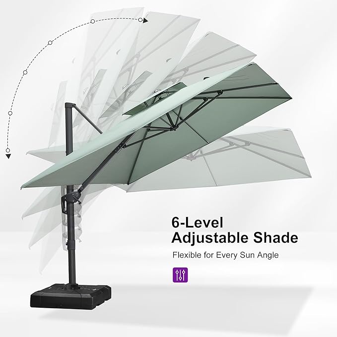 PURPLE LEAF 9' X 12' Double Top Cantilever Patio Umbrella Deluxe Large Outdoor Umbrella Rectangle Offset Umbrella with Fade Resistance for Garden Deck Pool Patio, Mint Green