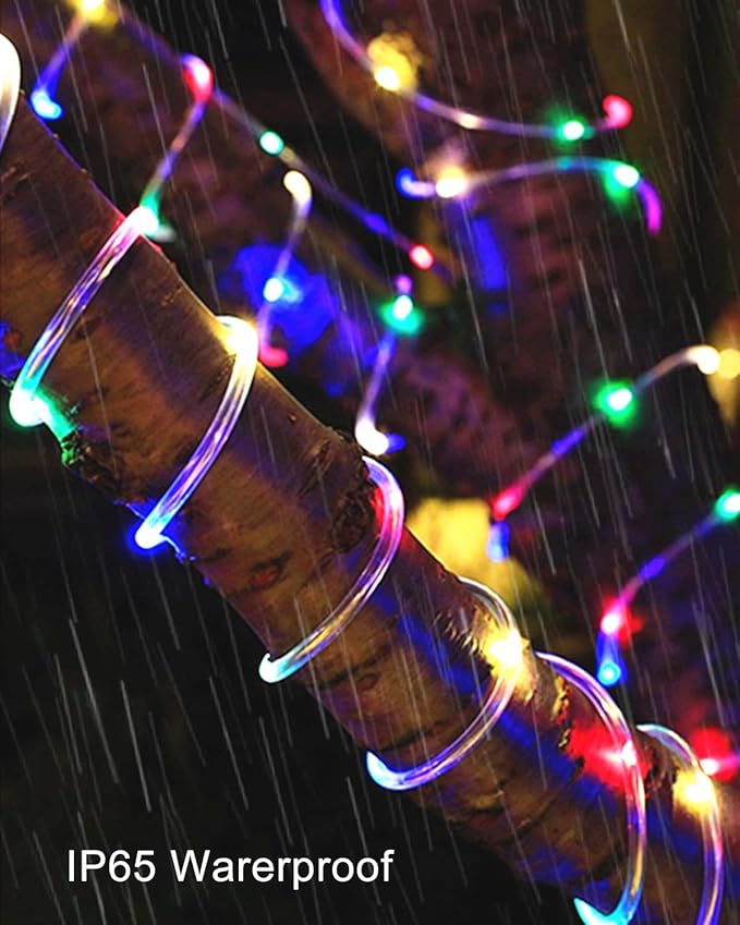 Upgraded 70FT 200 LED Solar Rope Lights, Timer & 8 Modes Trampoline Accessories Solar String Lights, IP65 Waterproof Solar Powered Fairy Lights for Party Garden Yard Tree Camp(Multi Colored)