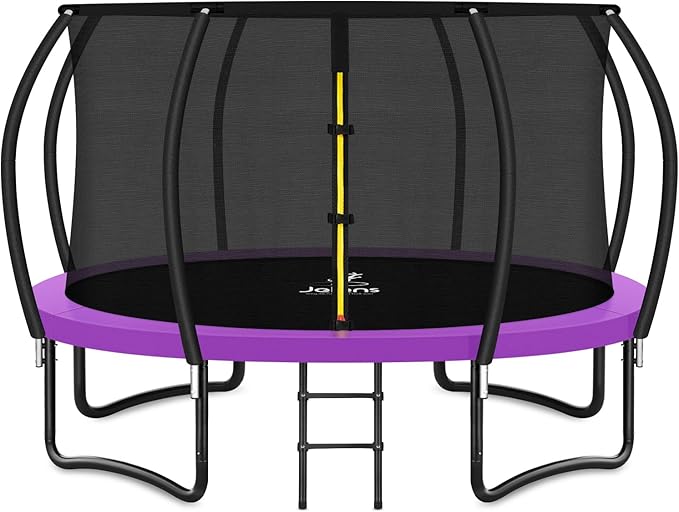 Trampoline 8FT 10FT 12FT 14FT 15FT 16FT, Recreational Trampolines with Enclosure Net and Ladder, Outdoor Anti-Rust Trampolines for Kids and Adults, ASTM Approved