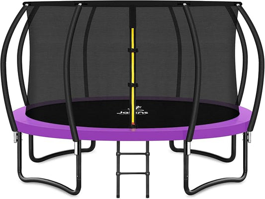 Trampoline 8FT 10FT 12FT 14FT 15FT 16FT, Recreational Trampolines with Enclosure Net and Ladder, Outdoor Anti-Rust Trampolines for Kids and Adults, ASTM Approved