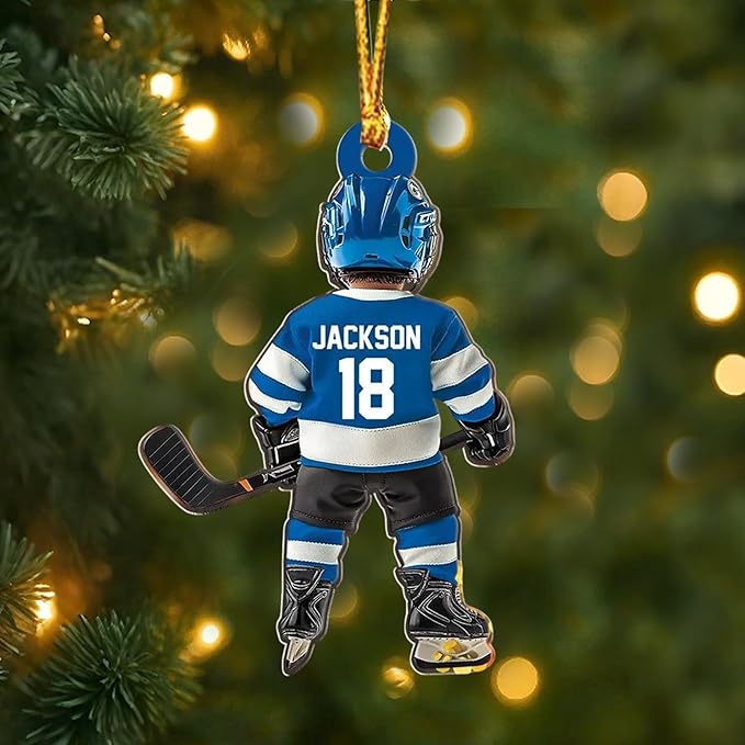 Custom Hockey Player Christmas Ornament 2025, Personalized Ice Hockey Players Ornaments, Custom Name and Number, Sport Lovers Gifts, Christmas Tree Decoration 2