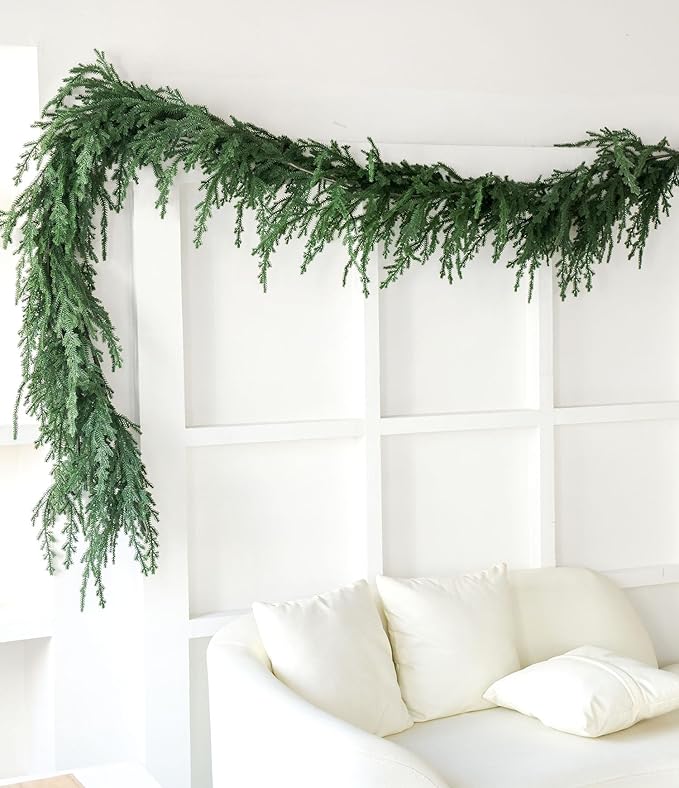 6ft Handmade Christmas Garland,Cedar Artificial Greenery,Seasonal Garland for Fireplace Winter Holiday Indoor Outdoor Decoration