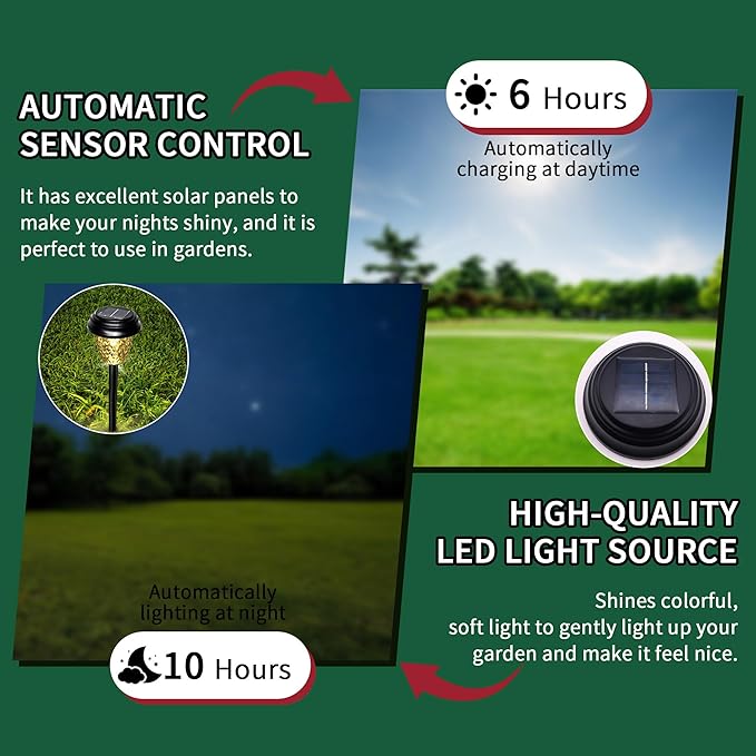 Solar Garden Lights Outdoor, 8 Pack Color Changing LED Pathway Lights Waterproof Solar Powered Landscape Lighting for Yard Patio Walkway Lawn Christmas Decorations