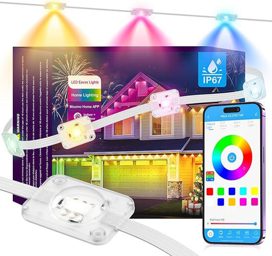 Permanent Outdoor Lights, Smart Outdoor LED String Lights,Christmas Lights RGB Color Changing,Scene Modes, IP67 Waterproof, App Control,Holiday, Party,Christmas Decorations