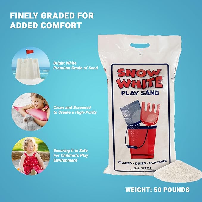 Large 50 Pound Play Sand, Finely Graded, Fully Washed and Easy to Use for Children's Art, Trays, and Sandbox, 4 Pack