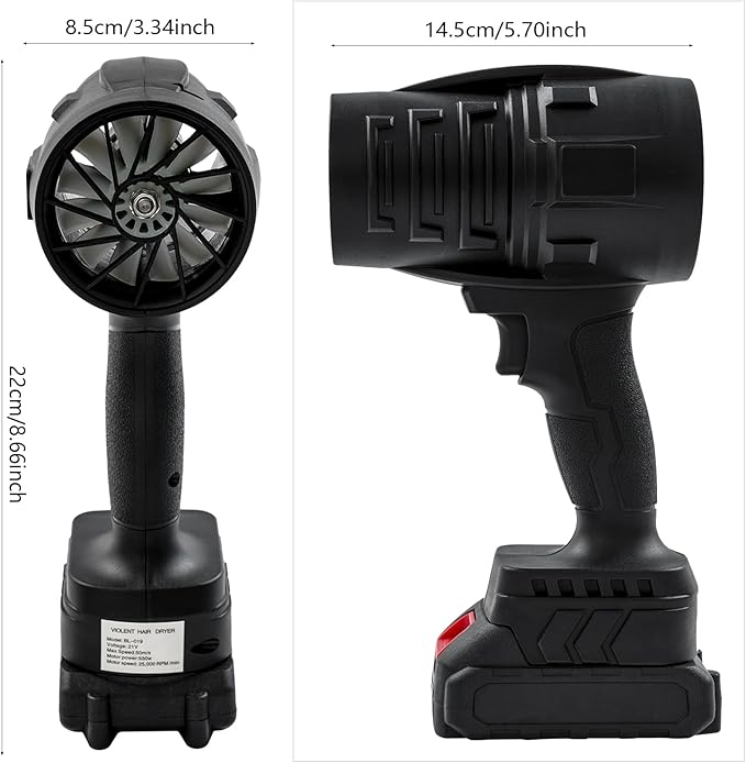 21V Leaf Blower Cordless with 2 Batteries and Charger, 25,000RPM Handheld Lightweight Leaf Blower, Variable Speed Mode, Electric Blowers for Lawn Care, Patio, Yard, Deck Cleaning
