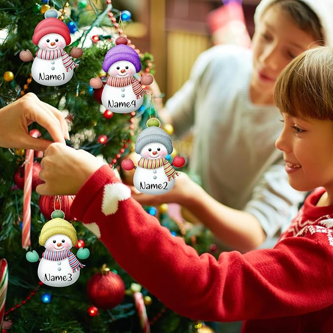 Personalized Christmas Ornaments 7PCS Custom Snowman Family Ornament Customized Family Ornaments with Names Snowman Xmas Tree Decorations Gifts - 3.15"（8cm）