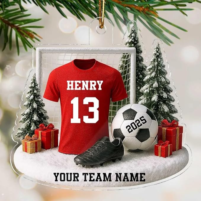 Personalized Soccer Christmas Acrylic Ornament, Soccer Ornament, Soccers Ornaments Christmas Tree Hanging Ornaments Tree Decorations, Soccers Player Uniform /1